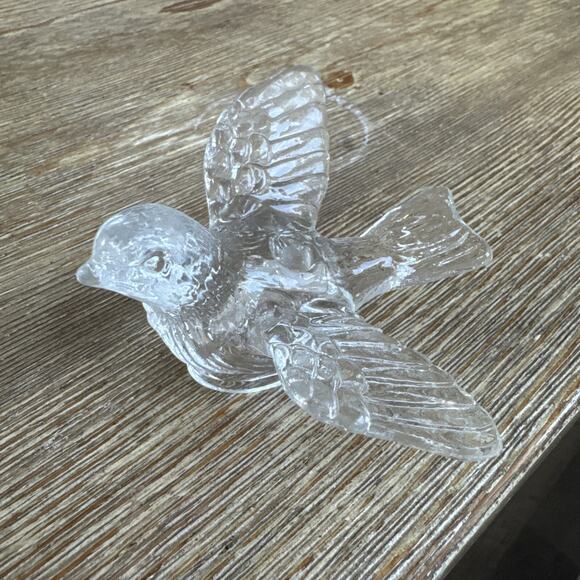 Small Art Glass Handblown Glass Bird Mini Candlestick Holder Clear Candle - Picture 1 of 6
